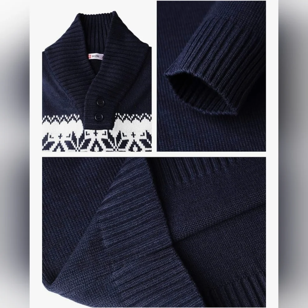 H2H Men’s Slim Fit Casual Christmas Sweater - Picture 4 of 8